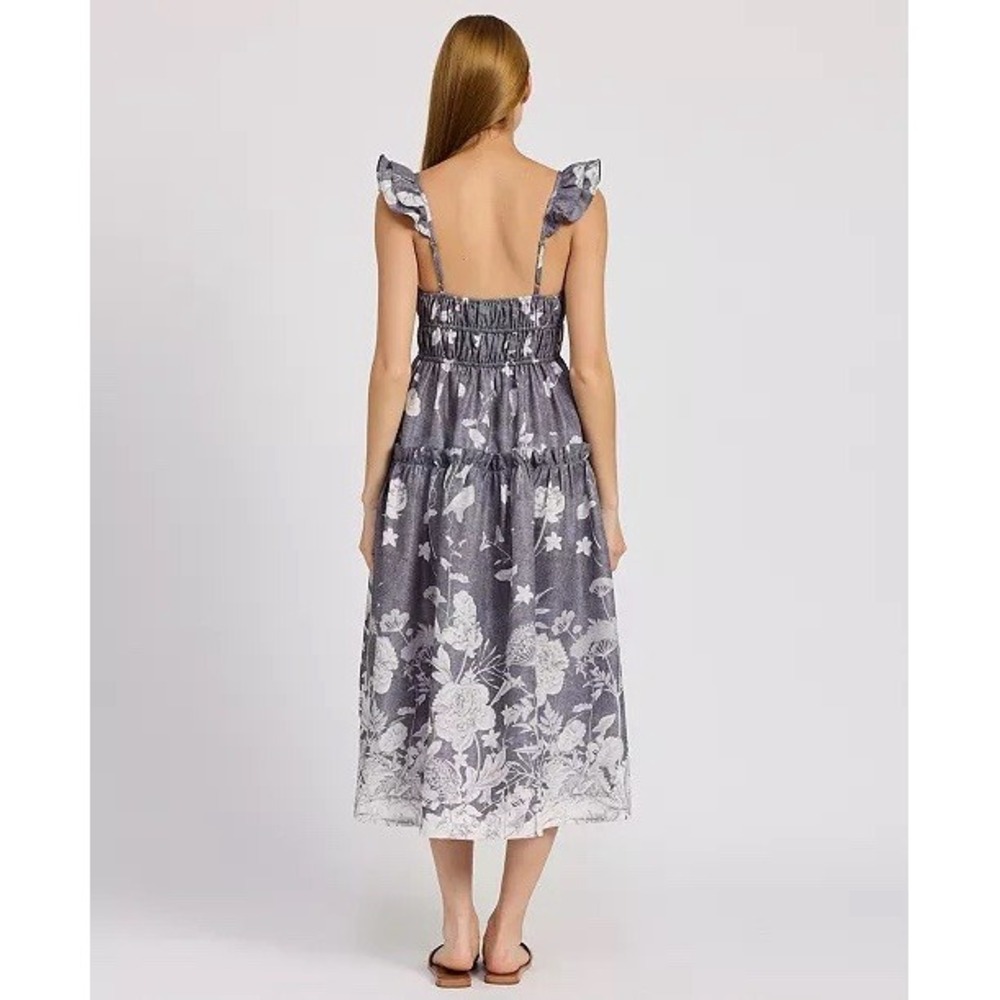 En Saison Sydney Midi Dress Tiered Flutter Sleeve Floral CottageCore Stretch S - Picture 2 of 12
